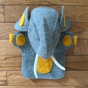 ELEPHANT Hand Puppet Gray tusks kids toy